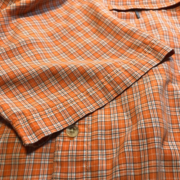 The North Face Mens Short Sleeve Orange plaid button down shirt Large - Picture 7 of 12